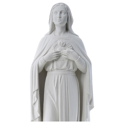 Our Lady with hand over heart, 79 cm reconstituted marble statue 2