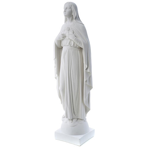 Madonna mani al cuore 79 cm marmo bianco 3