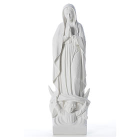 Virgen con luna y niño en mármol blanco 35-45 cm