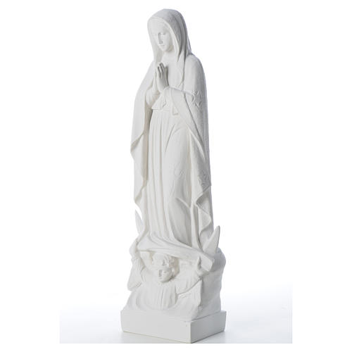 Virgen con luna y niño en mármol blanco 35-45 cm 6
