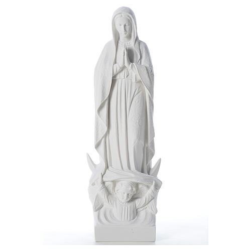 Statue Vierge à l'enfant et lune marbre blanc 35-45 cm 1