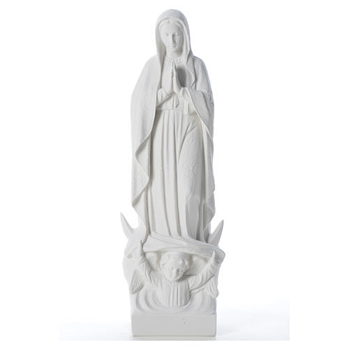 Madonna con luna e bambino marmo bianco 35-45 cm 5