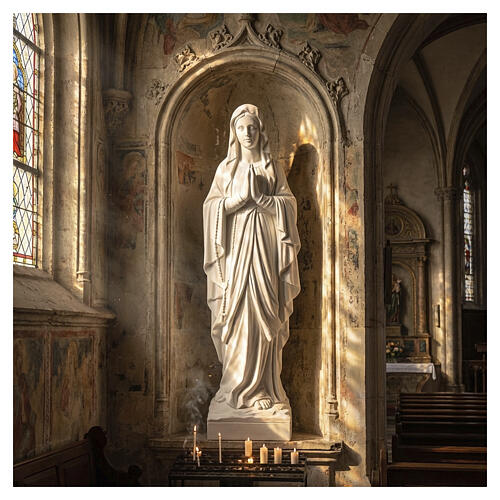 Madonna di Lourdes 100 cm marmo bianco 2