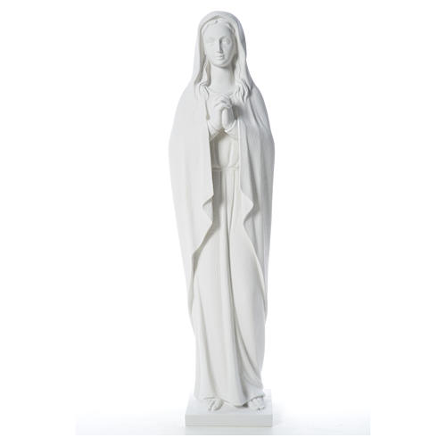 Statue Vierge Marie stylisée marbre blanc 80 cm 5