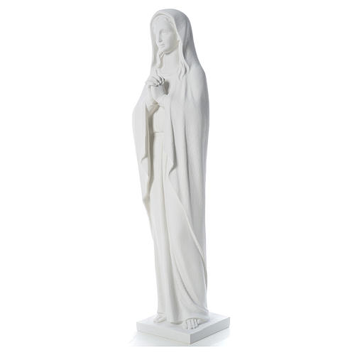 Statue Vierge Marie stylisée marbre blanc 80 cm 3