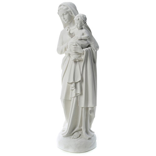 Statua Madonna con bimbo 85 cm marmo bianco 3