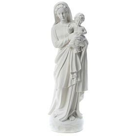Virgin Mary and baby Jesus in reconstituted Carrara Marble, 85cm