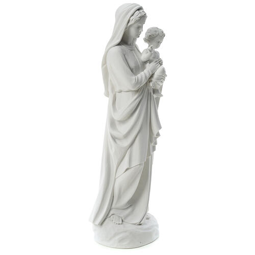 Virgin Mary and baby Jesus in reconstituted Carrara Marble, 85cm 4