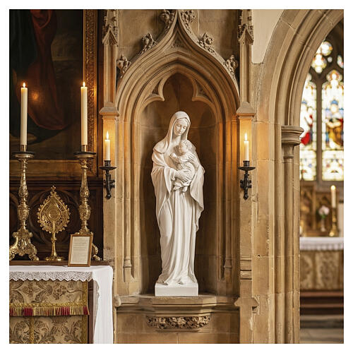 Virgin Mary and baby Jesus, reconstituted Carrara Marble, 100 cm 2