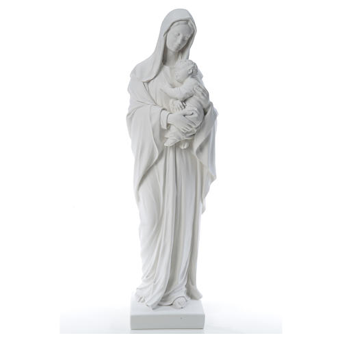 Vierge à l'enfant marbre blanc reconstitué 100 cm 9