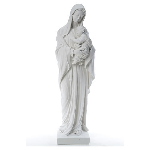Vierge à l'enfant marbre blanc reconstitué 100 cm 1