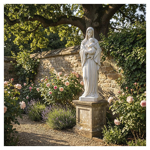 Virgin Mary and baby Jesus, reconstituted Carrara Marble, 100 cm 3