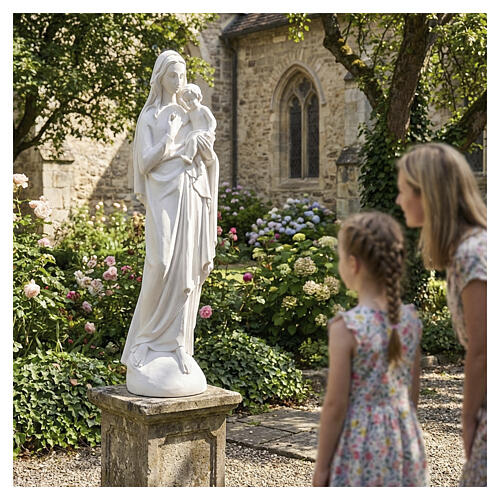 Our Lady with Child, reconstituted marble statue, cm 120 3