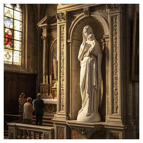 Vierge à l'enfant marbre blanc 120 cm 2