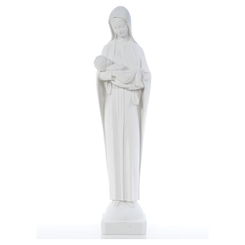 Vierge à l'enfant marbre blanc 80 cm 5