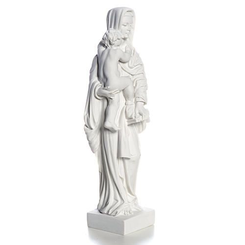 Vierge à l'enfant marbre blanc 25 cm 3
