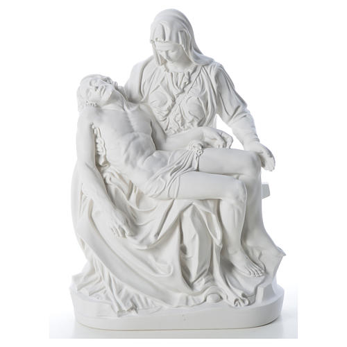 Statue Vierge de Pitié marbre blanc 53 cm 5