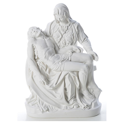 Statue Vierge de Pitié marbre blanc 53 cm 1