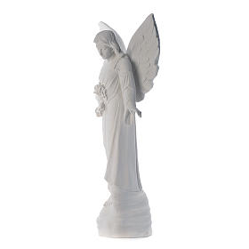 Angel with flowers in reconstituted marble, 100 cm
