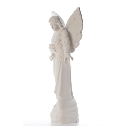 Angel with flowers in reconstituted marble, 100 cm 6