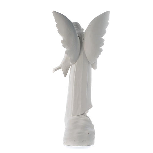 Angel with flowers in reconstituted marble, 100 cm 3
