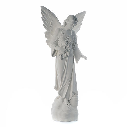 Angel with flowers in reconstituted marble, 100 cm 4