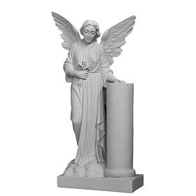 Statuen aus Carrara-Marmor-Pulver: Engel Säule, aus weissem Marmor, 90 cm