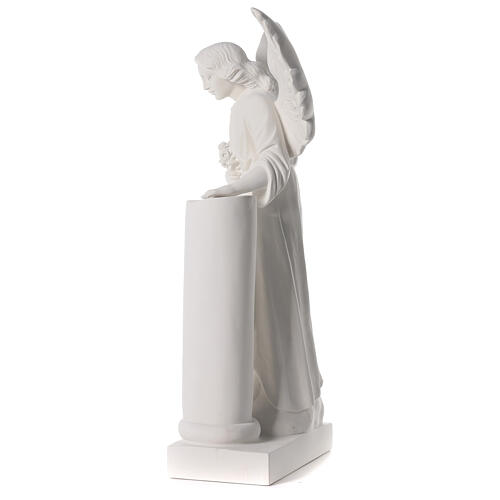 Ange avec colonne marbre blanc 90 cm 5