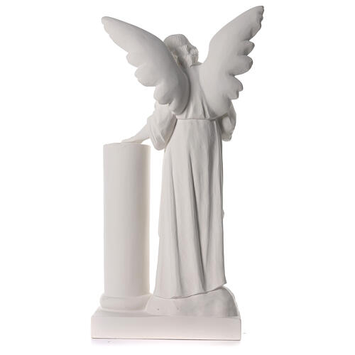 Ange avec colonne marbre blanc 90 cm 7