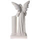 Ange avec colonne marbre blanc 90 cm s7
