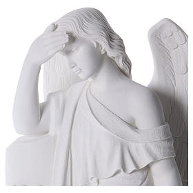 Ange avec colonne statue marbre blanc 85-110 cm