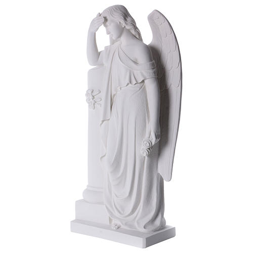 Ange avec colonne statue marbre blanc 85-110 cm 3
