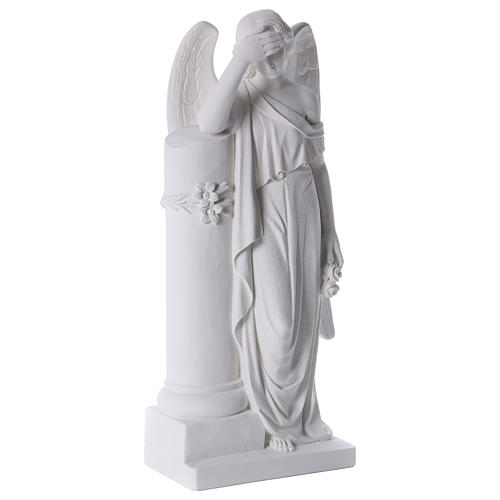 Ange avec colonne statue marbre blanc 85-110 cm 4