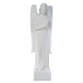 Engel beim Beten, weisser Marmor, 90 cm