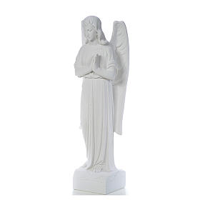 Engel beim Beten, weisser Marmor, 90 cm
