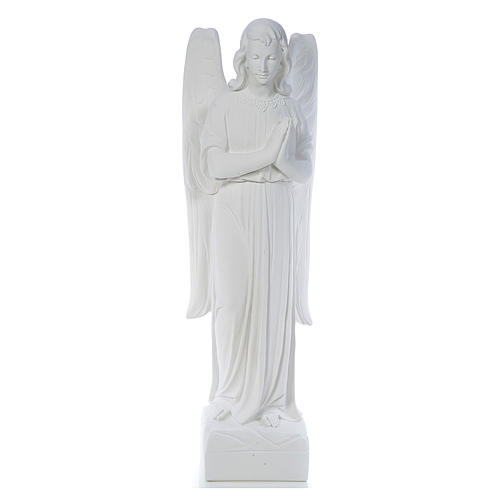 Engel beim Beten, weisser Marmor, 90 cm 1