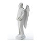 Angel with flowers in reconstituted white Carrara marble 31,5in s6