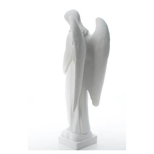 Angel with flowers in reconstituted white Carrara marble 31,5in 7