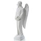 Angel with flowers in reconstituted white Carrara marble 31,5in s2