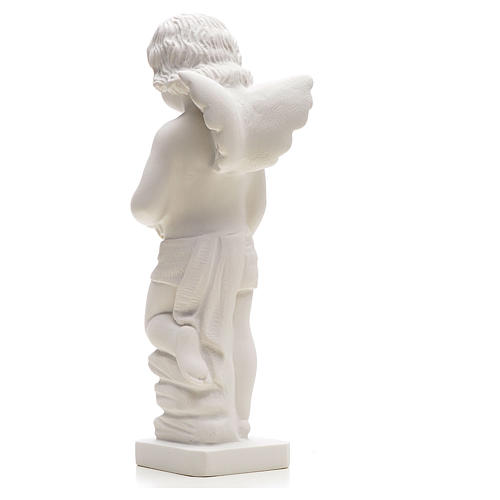Angel with flowers in reconstituted white marble 25-30 cm 2