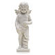 Angel with flowers in reconstituted white marble 25-30 cm s1