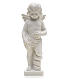 Angel with flowers in reconstituted white marble 25-30 cm s3