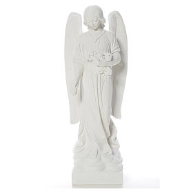 Angel and flowers in reconstituted Carrara marble 40-60 cm