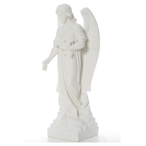 Angel and flowers in reconstituted Carrara marble 40-60 cm 6