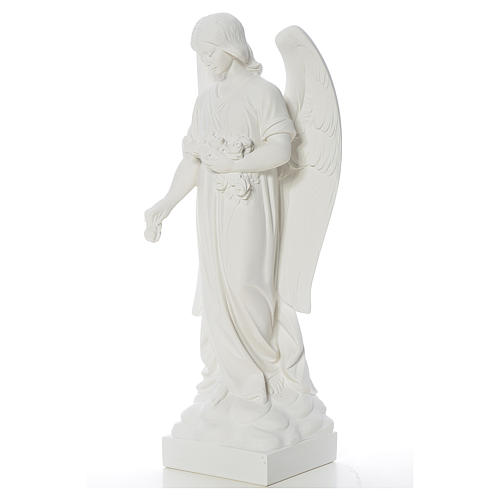 Angel and flowers in reconstituted Carrara marble 40-60 cm 2