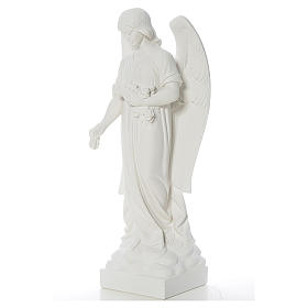 Angel and flowers in composite Carrara marble 40-60 cm