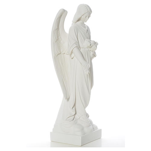 Angel and flowers in composite Carrara marble 40-60 cm 8