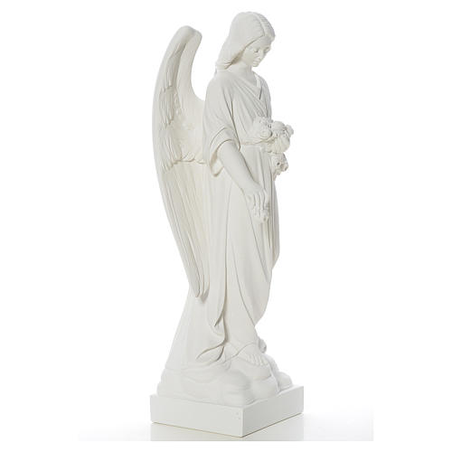 Angel and flowers in composite Carrara marble 40-60 cm 4