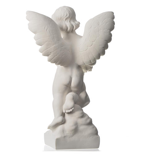 Angel with rose, composite Carrara marble statue 60 cm 8