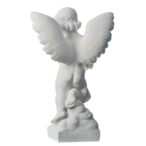 Angel with rose, composite Carrara marble statue 60 cm 4